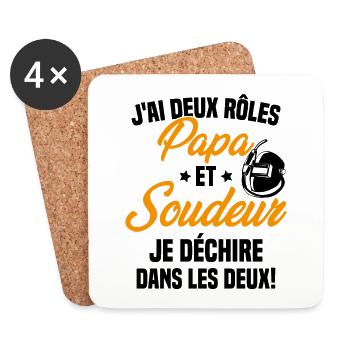 J'ai Deux Rôles Papa Et Soudeur Papa Soudeur - Dessous de verre (lot de 4) - blanc - Devant