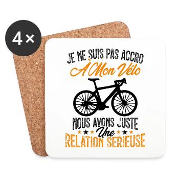 Je ne suis pas accro à mon vélo Cadeau cycliste - Dessous de verre (lot de 4) - blanc - Devant