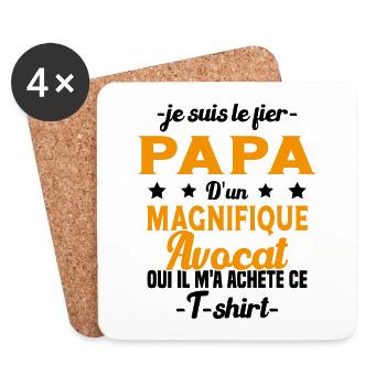 Papa d'un magnifique Avocat Humour Cadeau - Dessous de verre (lot de 4) - blanc - Devant