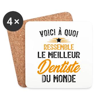 Voici à Quoi Ressemble le Meilleur Dentiste Cadeau - Dessous de verre (lot de 4) - blanc - Devant