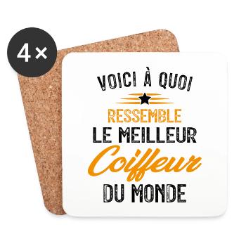 Voici à quoi ressemble le meilleur Coiffeur - Dessous de verre (lot de 4) - blanc - Devant