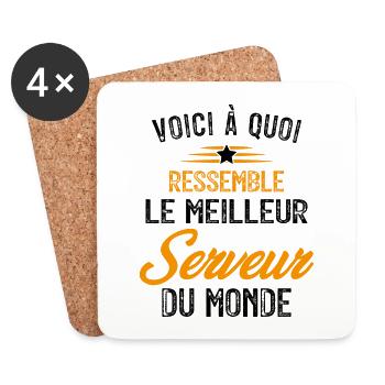 Voici à quoi ressemble le meilleur Serveur - Dessous de verre (lot de 4) - blanc - Devant