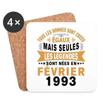 Les légendes sont nées en Février 1993 Vintage - Dessous de verre (lot de 4) - blanc - Devant