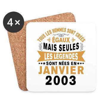 Les légendes sont nées en Janvier 2003 Vintage - Dessous de verre (lot de 4) - blanc - Devant
