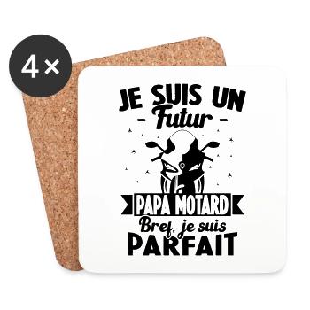 Je suis un Futur Papa Motard bref je suis parfait - Dessous de verre (lot de 4) - blanc - Devant