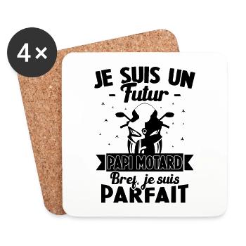 Je suis un futur Papi motard bref je suis parfait - Dessous de verre (lot de 4) - blanc - Devant