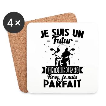 Je suis un futur Tonton Motard Humour Tonton - Dessous de verre (lot de 4) - blanc - Devant