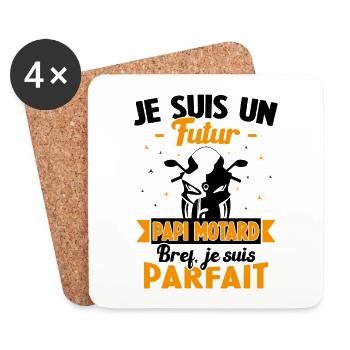 Je suis un futur Papi motard bref je suis parfait - Dessous de verre (lot de 4) - blanc - Devant