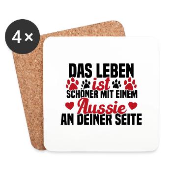 Aussie Chien Drôle de berger australien - Dessous de verre (lot de 4) - blanc - Devant
