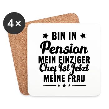 Cadeau retraité Mon seul patron c'est ma femme - Dessous de verre (lot de 4) - blanc - Devant