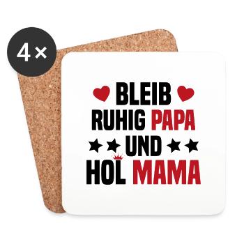 Reste Calme Papa et va chercher Maman Futur Papa - Dessous de verre (lot de 4) - blanc - Devant