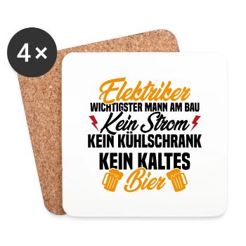 Electrician Wichtigster Mann am Bau Kein Strom - Untersetzer (4er-Set) - Weiß - Vorne