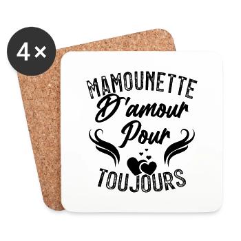 Femme Mamounette D'amour Cadeau Fête Des Mamie - Dessous de verre (lot de 4) - blanc - Devant