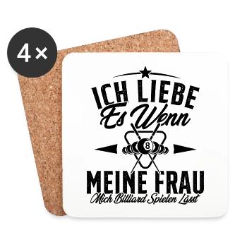 Ich Liebe Es Wenn Meine Frau Mich Billard Spielen - Untersetzer (4er-Set) - Weiß - Vorne