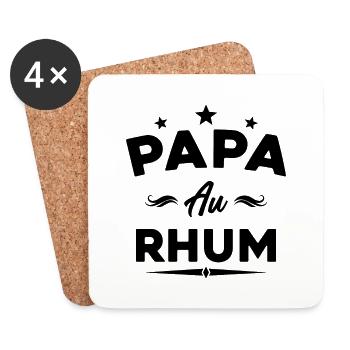 Papa Au Rhum Apéro Fête Des Pères - Dessous de verre (lot de 4) - blanc - Devant