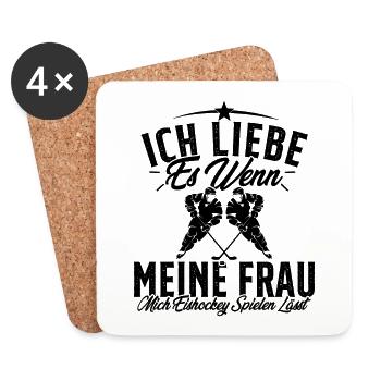 Ich Liebe Meine Frau Eishockey Eishockeyspieler - Untersetzer (4er-Set) - Weiß - Vorne