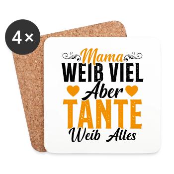Mama viel aber Tante alles - Untersetzer (4er-Set) - Weiß - Vorne