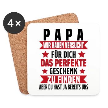 Papa Wir Versuchten, Das Beste Geschenk Zu Finden - Untersetzer (4er-Set) - Weiß - Vorne