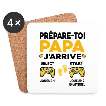 Futur Papa Gamer Cadeau Annonce Grossesse Père - Dessous de verre (lot de 4) - blanc - Devant