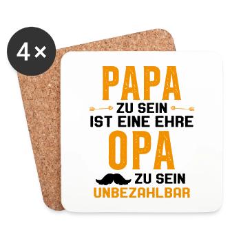 être papa est un honneur être papy n'a pas de prix - Dessous de verre (lot de 4) - blanc - Devant