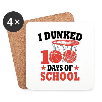 100 Days School Basketball Gift For Kids - Coasters (set of 4) - white - Front