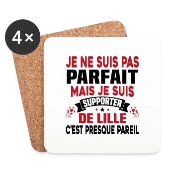 Je Suis Supporter De Lille Cadeau - Dessous de verre (lot de 4) - blanc - Devant
