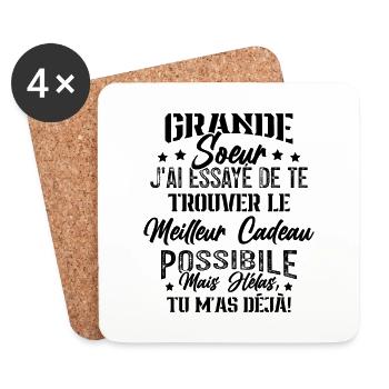Meilleure Grande Soeur du monde idée cadeau - Dessous de verre (lot de 4) - blanc - Devant