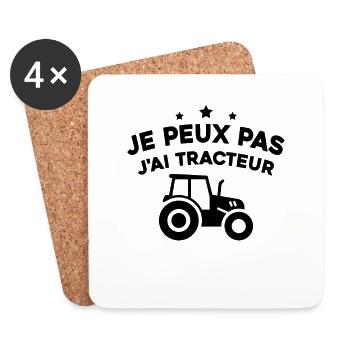 J'peux pas j'ai tracteur - Dessous de verre (lot de 4) - blanc - Devant