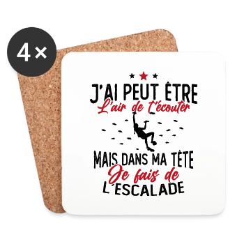 Dans ma tête je fais de L'escalade Cadeau Grimpeur - Dessous de verre (lot de 4) - blanc - Devant