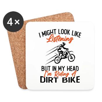 In meinem Kopf fahre ich Motorrad / Humor Motorrad - Untersetzer (4er-Set) - Weiß - Vorne