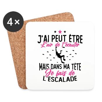 Dans ma tête je fais de L'escalade Cadeau Grimpeur - Dessous de verre (lot de 4) - blanc - Devant