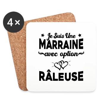 Femme je suis une marraine avec option râleuse - Dessous de verre (lot de 4) - blanc - Devant