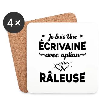 Femme je suis une écrivaine avec option râleuse - Dessous de verre (lot de 4) - blanc - Devant
