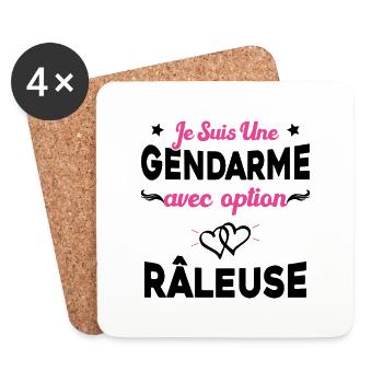 Femme je suis une gendarme avec option râleuse - Dessous de verre (lot de 4) - blanc - Devant
