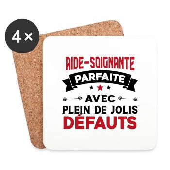 Aide soignante parfaite Cadeau Humour - Dessous de verre (lot de 4) - blanc - Devant