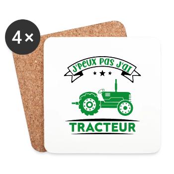 J'peux pas j'ai tracteur - Dessous de verre (lot de 4) - blanc - Devant