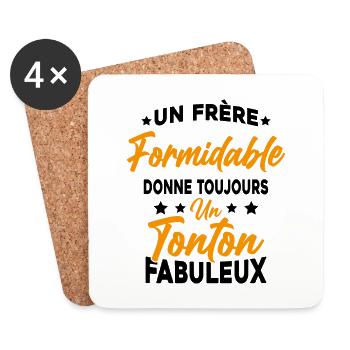 Un Frère Formidable - Un Tonton Fabuleux - Dessous de verre (lot de 4) - blanc - Devant