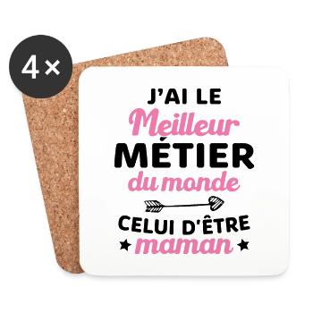 Le Meilleur Métier du Monde, celui d'être Maman - Dessous de verre (lot de 4) - blanc - Devant
