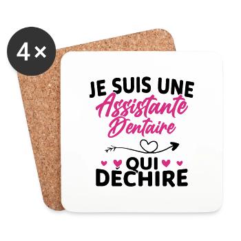 Je suis Assistante Dentaire qui Déchire - Dessous de verre (lot de 4) - blanc - Devant