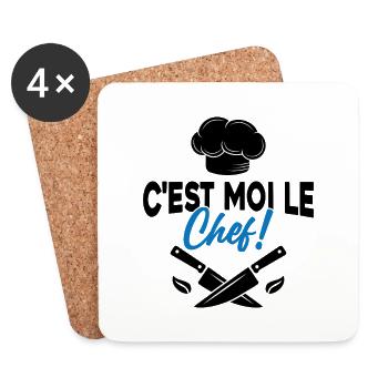 C'est moi le chef Toque de cuisinier - Dessous de verre (lot de 4) - blanc - Devant