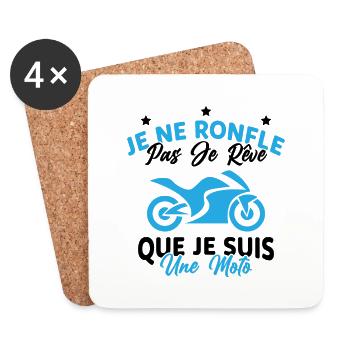Je Ne Ronfle Pas Je Rêve Que Je Suis Une Moto - Dessous de verre (lot de 4) - blanc - Devant