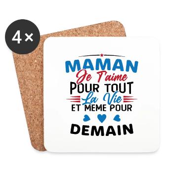 Maman je t'aime Mère Bébé Naissance Amour - Dessous de verre (lot de 4) - blanc - Devant
