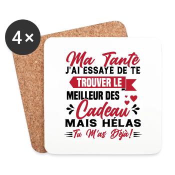 Ma tante Cadeau Fête des Mères Enfant Famille - Dessous de verre (lot de 4) - blanc - Devant