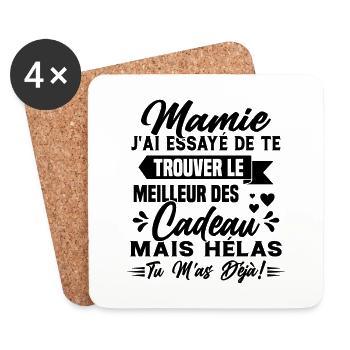 Mamie Cadeau Fête des Grands Mères Enfant Famille - Dessous de verre (lot de 4) - blanc - Devant