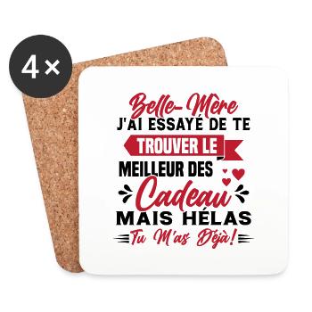 Belle mère Cadeau Fête des Mères Enfant Famille - Dessous de verre (lot de 4) - blanc - Devant