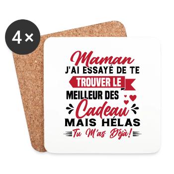 Maman Cadeau Fête des Mères Enfant Famille - Dessous de verre (lot de 4) - blanc - Devant