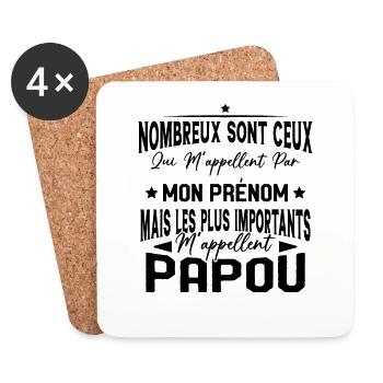 Les plus importants Mappellent Papou Humour Cadeau - Dessous de verre (lot de 4) - blanc - Devant
