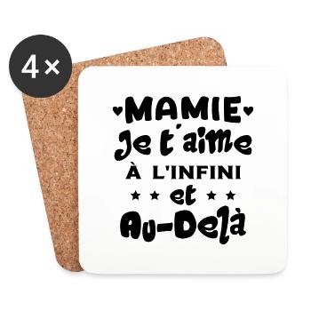 Mamie je t'aime à l'infini Cadeau Humour Mamie - Dessous de verre (lot de 4) - blanc - Devant
