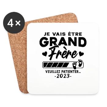 Je vais Être Grand Frère 2023 idée cadeau - Dessous de verre (lot de 4) - blanc - Devant