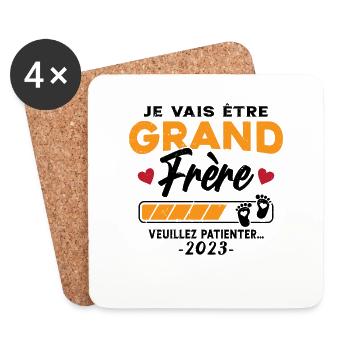 Je vais Être Grand Frère 2023 idée cadeau - Dessous de verre (lot de 4) - blanc - Devant